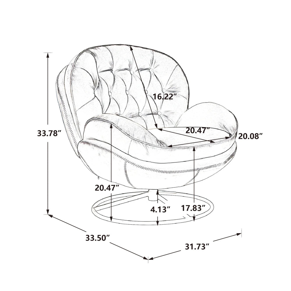 Velvet Swivel Accent Chair with Ottoman, Modern Chaise Lounge Chair with Metal Frame and Footstool, Comfy Armchair Reading Chair