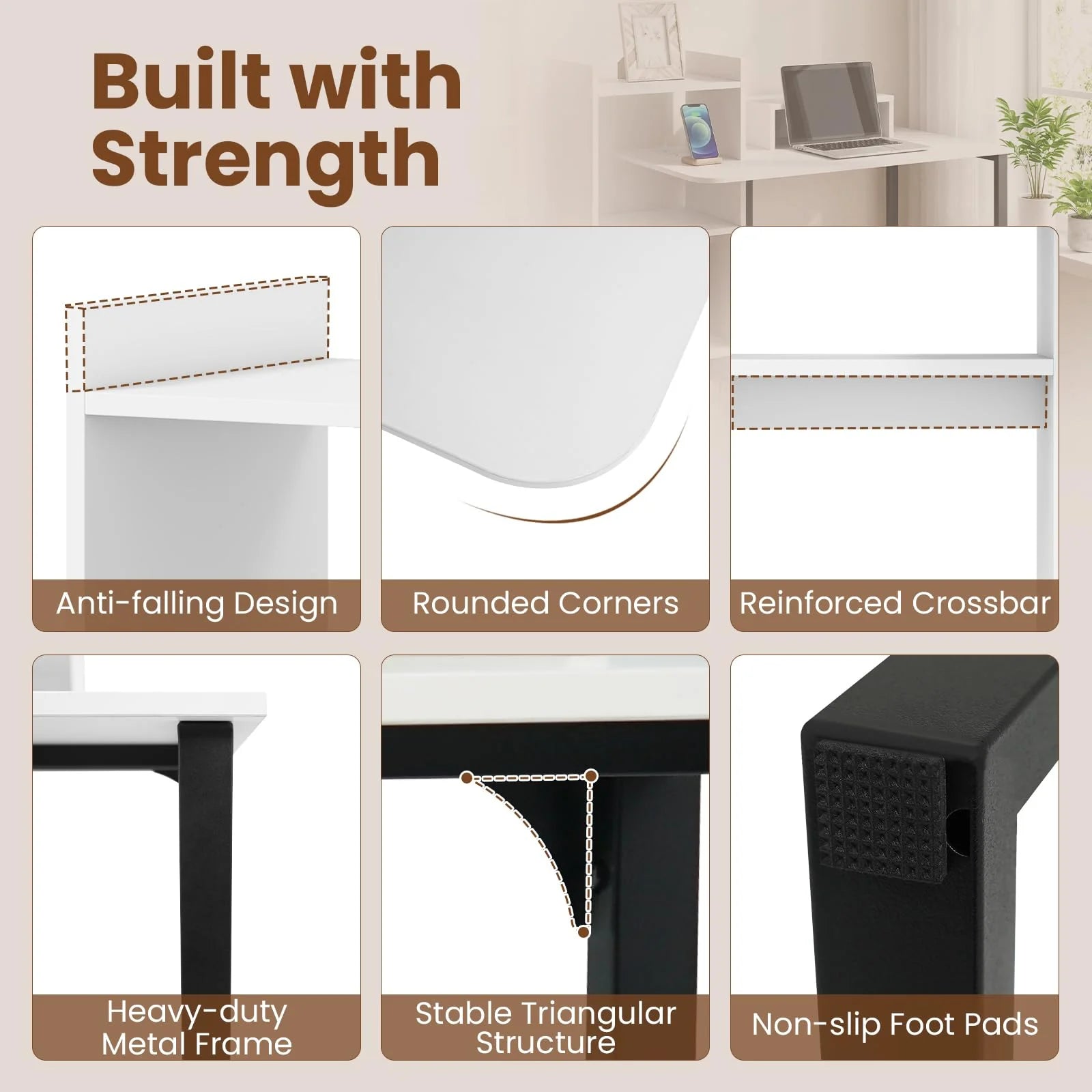 Tangkula 43.5" Study Desk with Ergonomic Monitor Stand & Storage Shelves