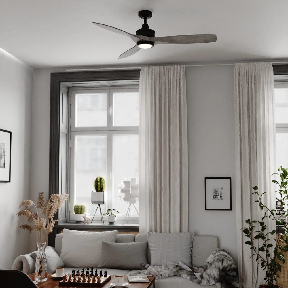 Vaxcel Curtiss Satin Brass Mid - Century Modern MCM Wood Propeller Ceiling Fan with LED Light Kit and Remote